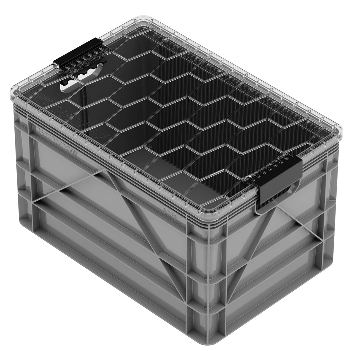 SidioCrate Full Size storage crate, Gray, Add Lid, No Dividers