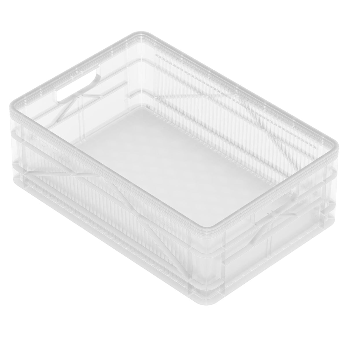SidioCrate Half Size storage crate in Clear, shown without lid or dividers