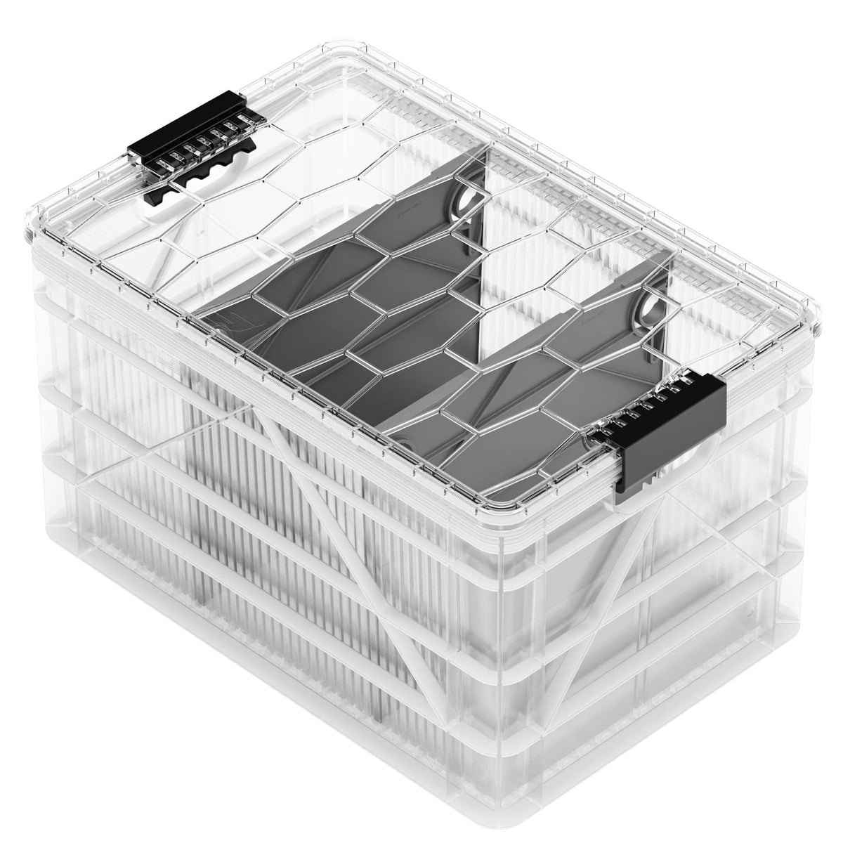 SidioCrate Full Size storage crate, Clear, Add Lid, 2 Standard Dividers