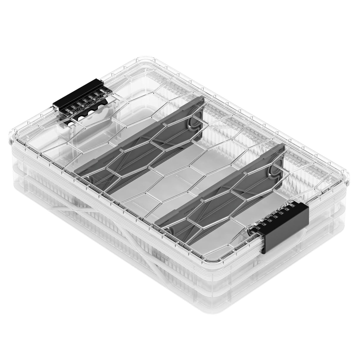 SidioCrate Quarter Size storage crate, Clear, Add Lid, 2 Standard Dividers