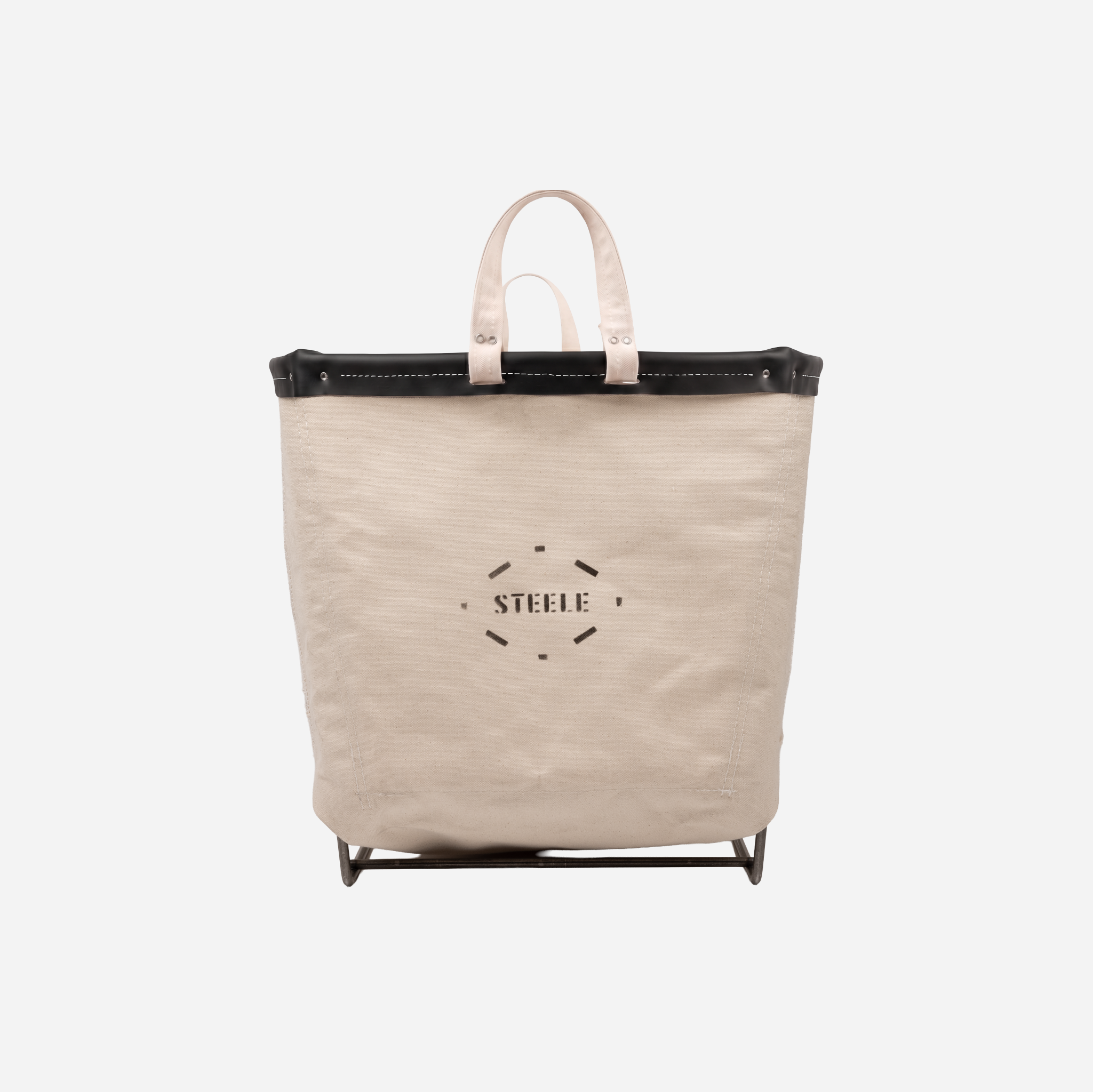 Canvas Square Carry Basket 2 Bu — black leather