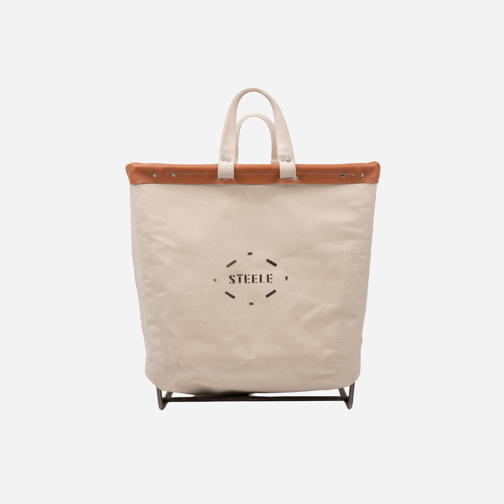 Canvas Square Carry Basket 2 Bu — vegetable tanned leather