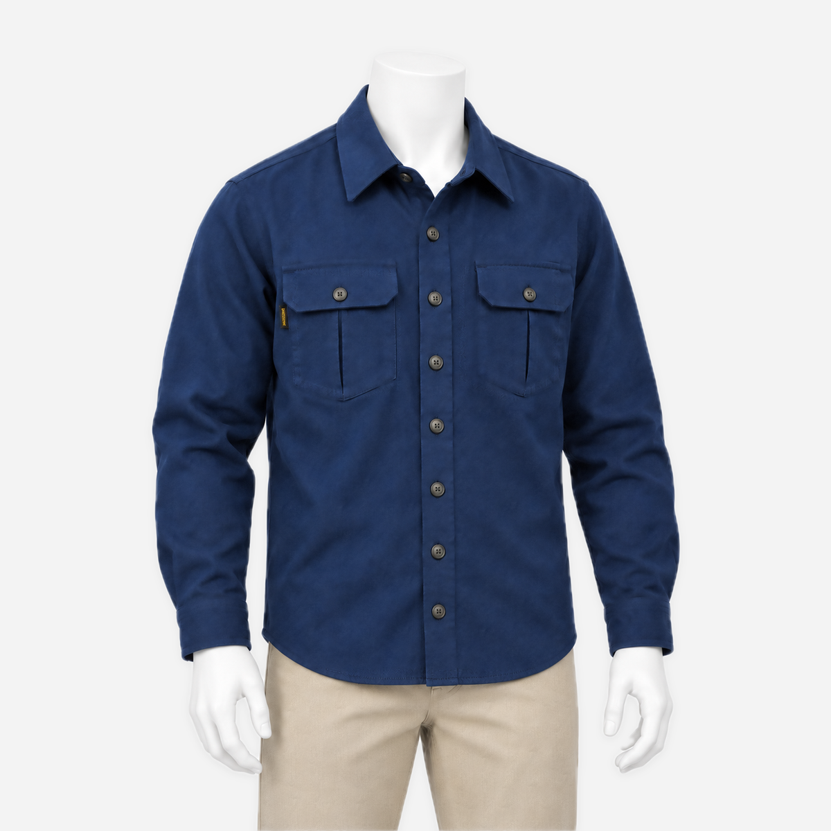 Draftsman Twill Slub Overshirt — Academy Blue, mannequin view