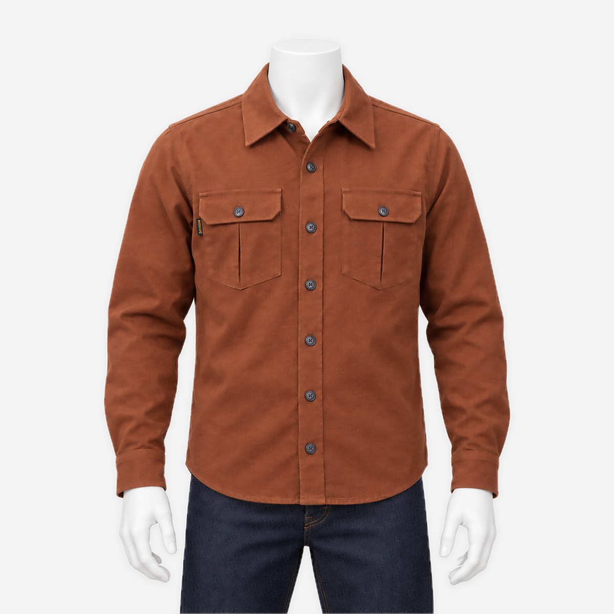 Draftsman Twill Slub Overshirt — Burnt Umber, mannequin view
