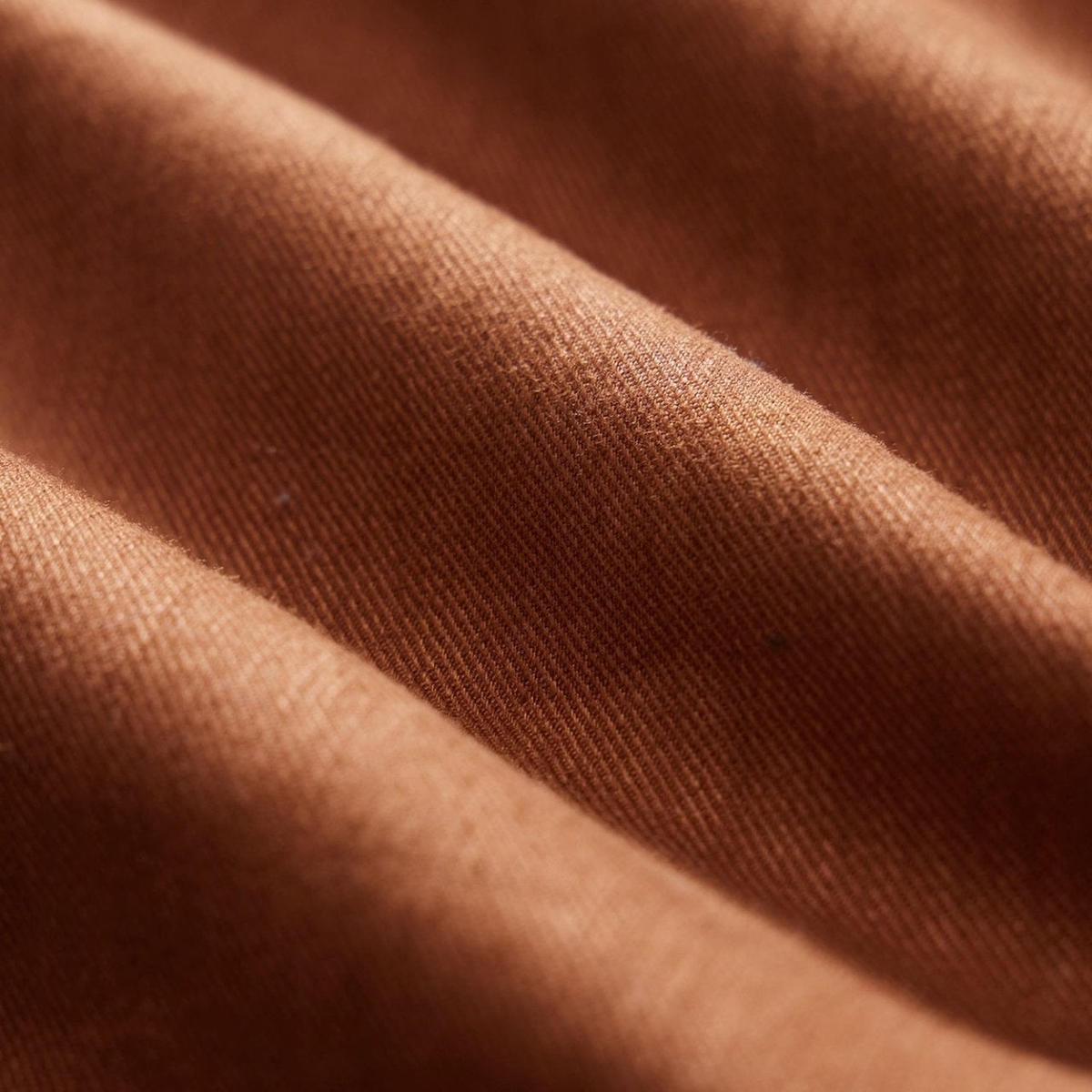 Draftsman Twill Slub Overshirt — Burnt Umber, fabric detail view