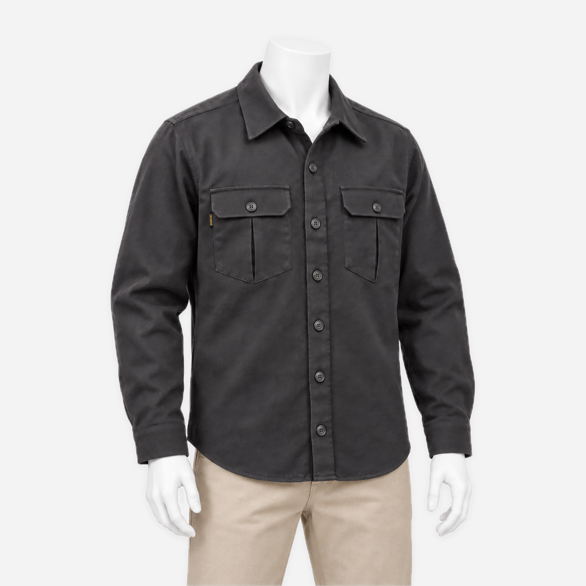Draftsman Twill Slub Overshirt — Gunmetal Grey, mannequin view