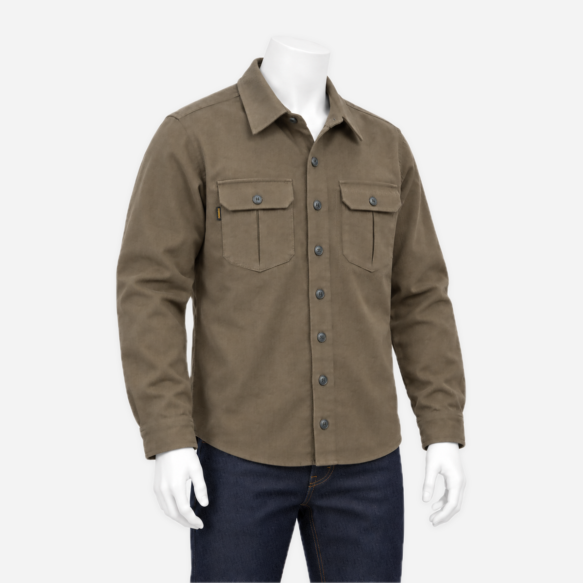 Draftsman Twill Slub Overshirt — Old Moss Green, mannequin view