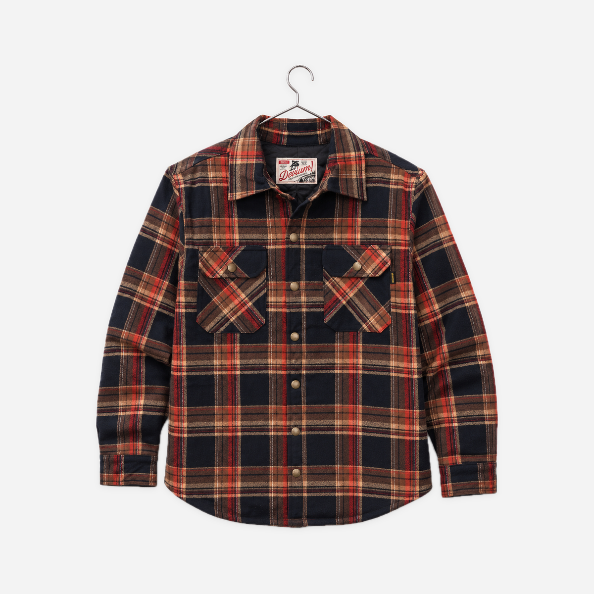 Stampede Quilt Lined Flannel Jacket — Goldrush Red, hanger view