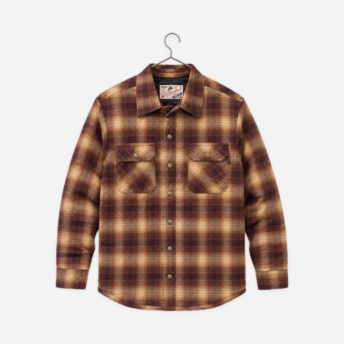 Stampede Quilt Lined Flannel Jacket — Java, hanger view