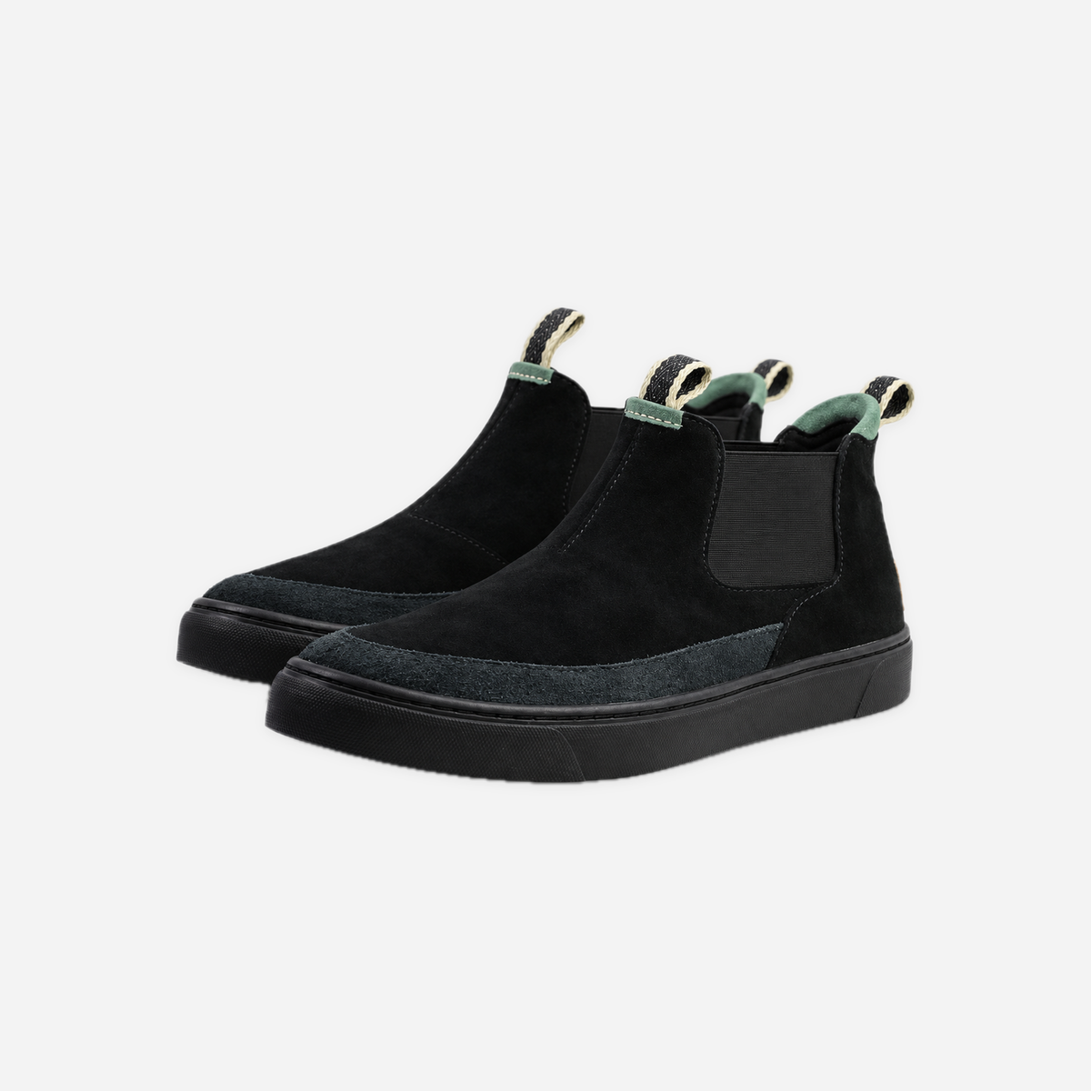 The Truckee - Devium x ComunityMade Shoe — Black Suede, pair view