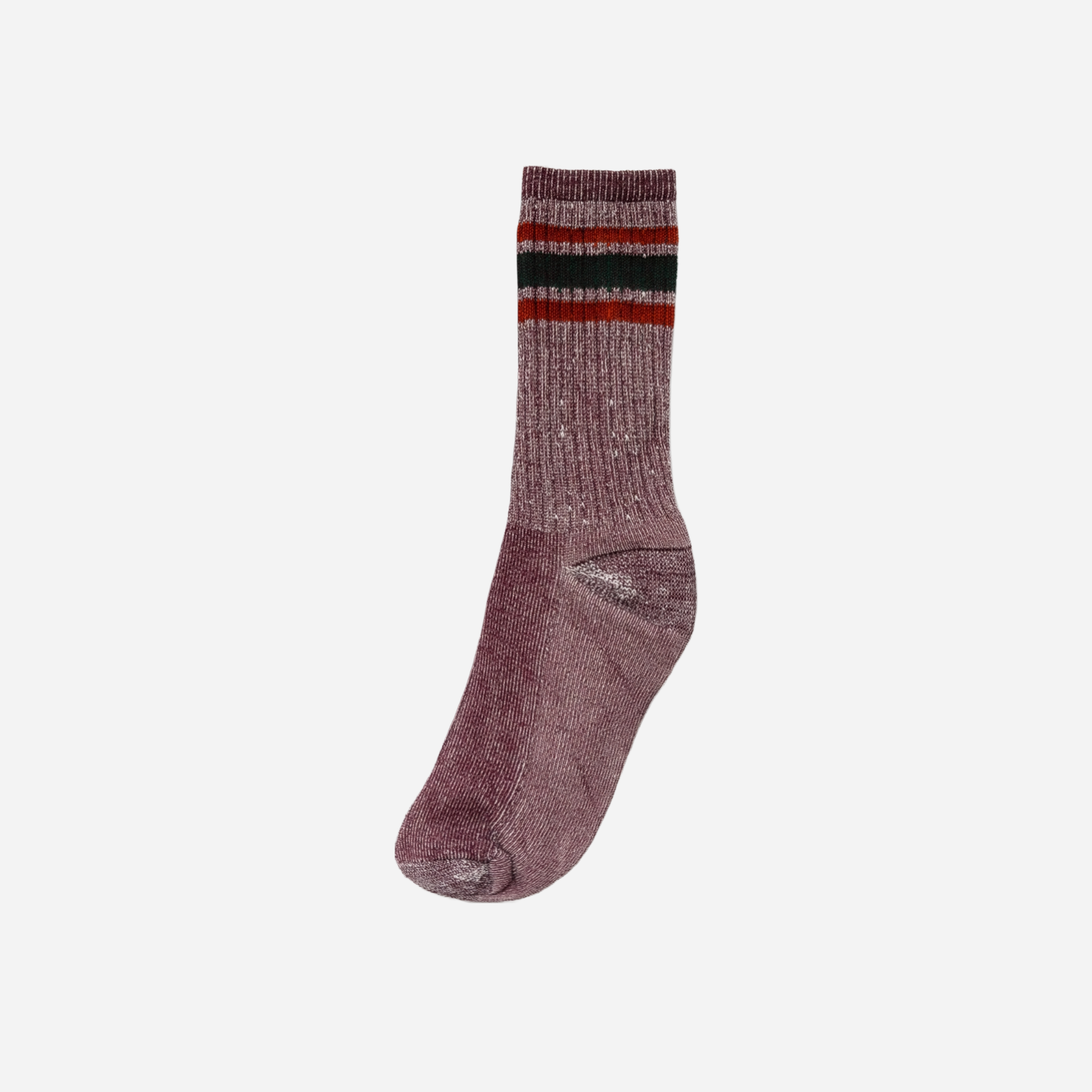 Merino Activity Crew — maroon / green stripe