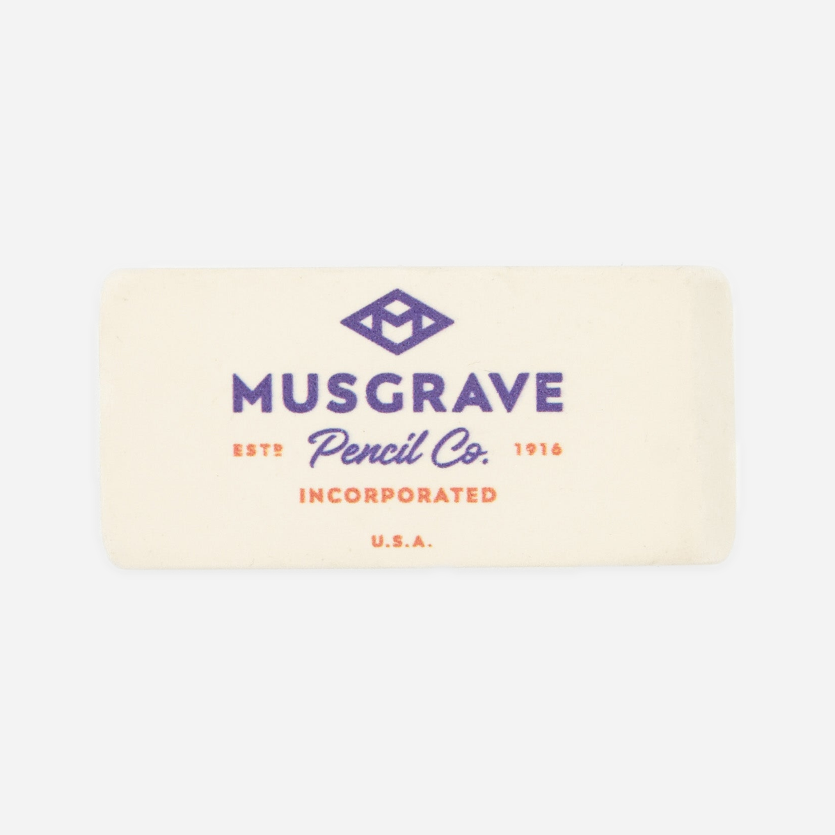 Musgrave white logo eraser, printed face detail
