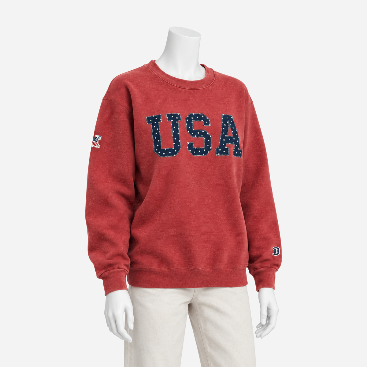 Boathouse USA Felt Crew in Dockside Red, female mannequin in a three-quarter view