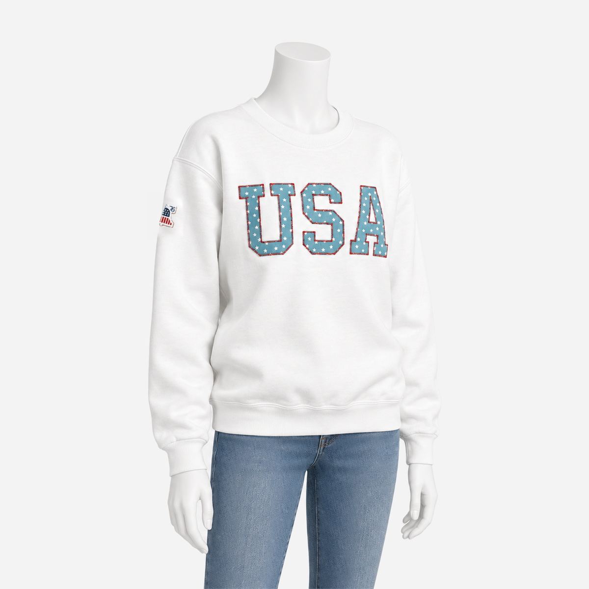 Boathouse USA Felt Crew in White, female mannequin in a three-quarter view