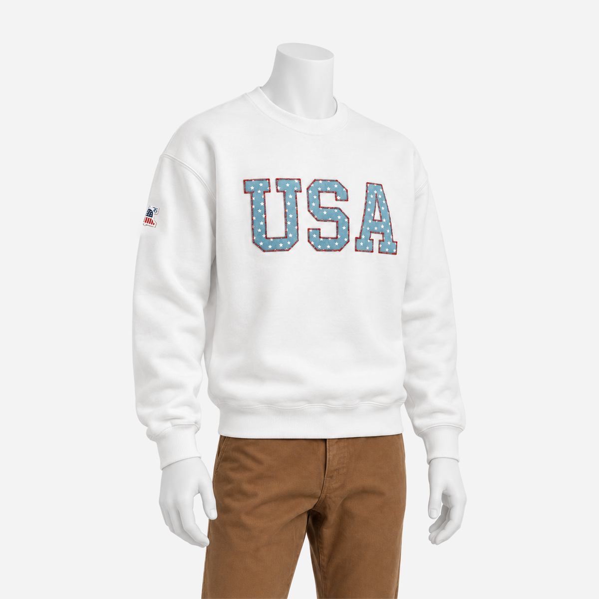 Boathouse USA Felt Crew in White, male mannequin in a three-quarter view