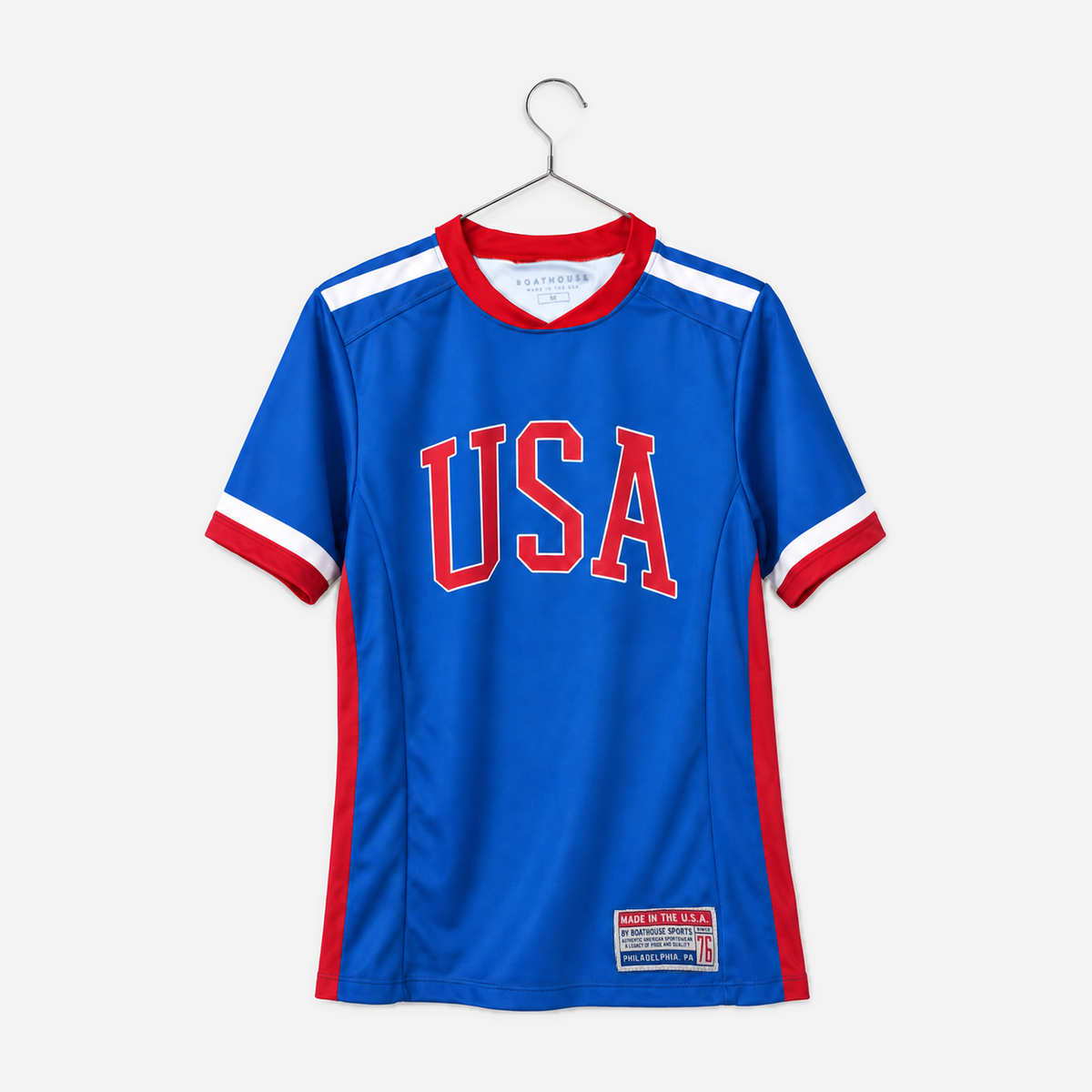 Boathouse USA ARC Jersey in Blue, front view on a chrome hanger