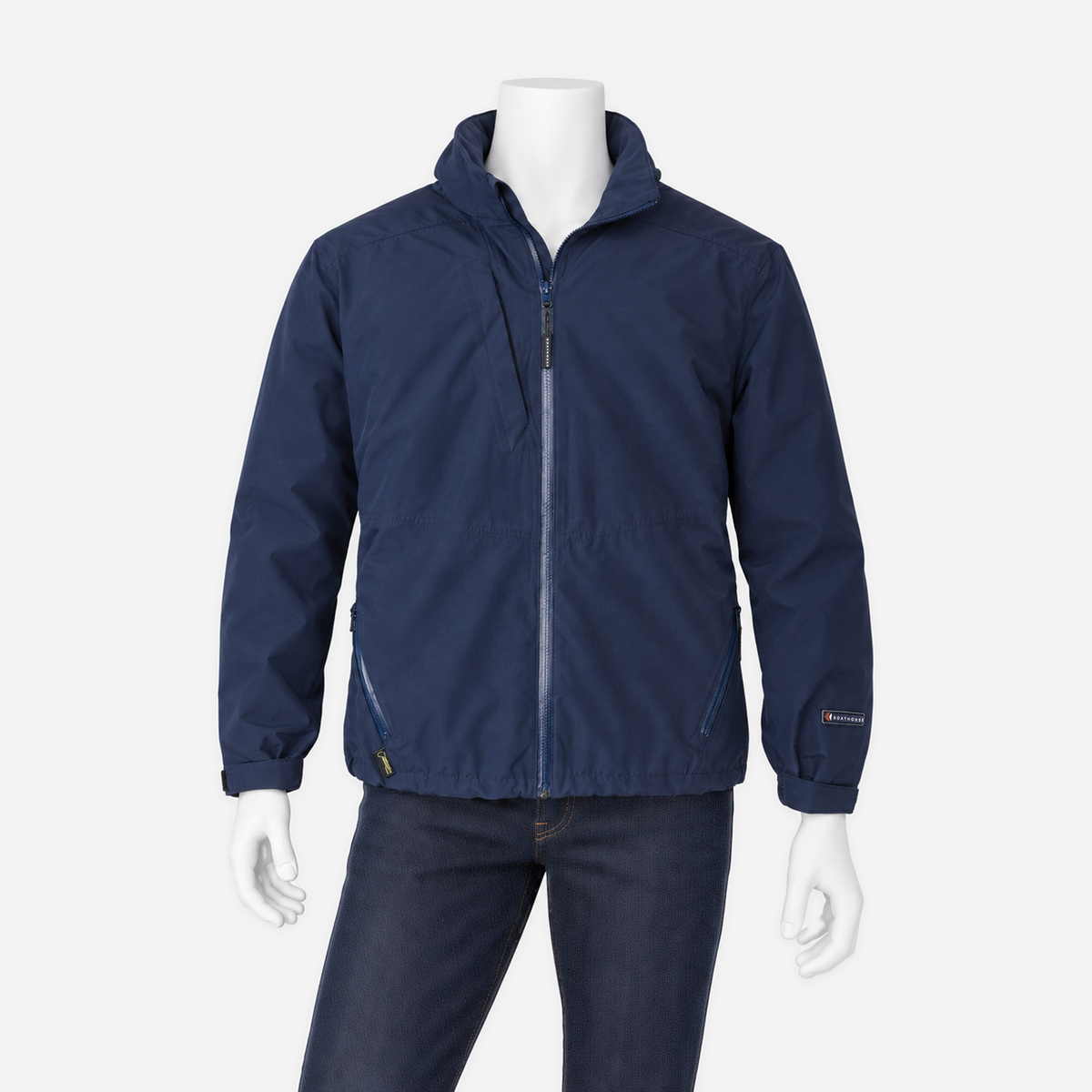 Boathouse Men's Waterproof Barrier Jacket in Navy, shown on an NG mannequin
