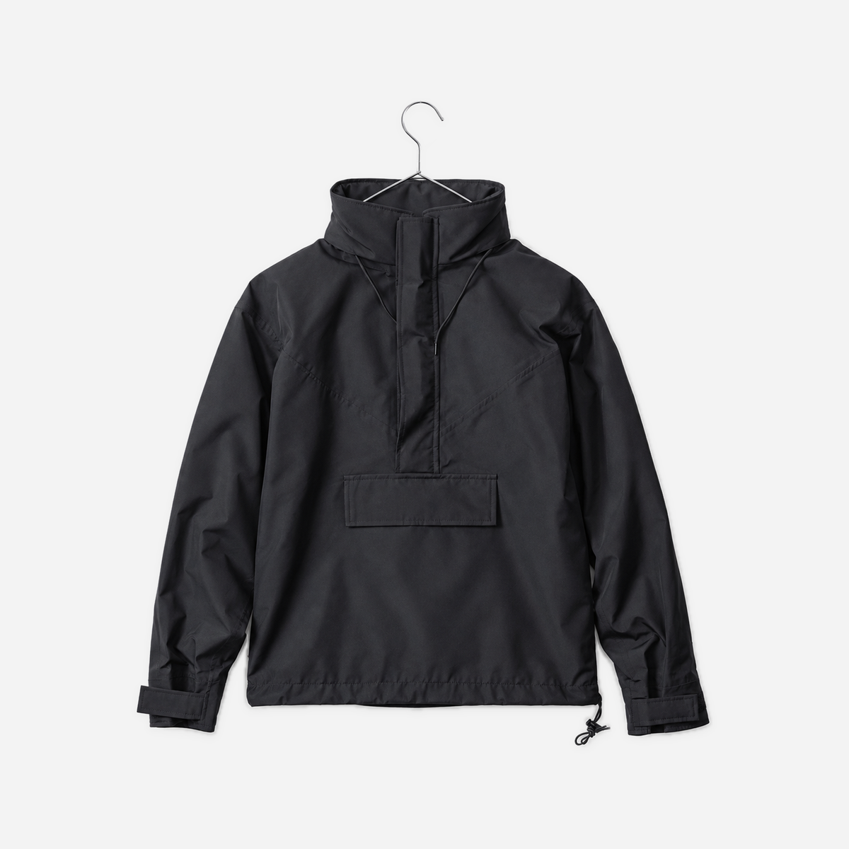 Boathouse Waterproof Stevenson Jacket in Black, front view on a chrome hanger