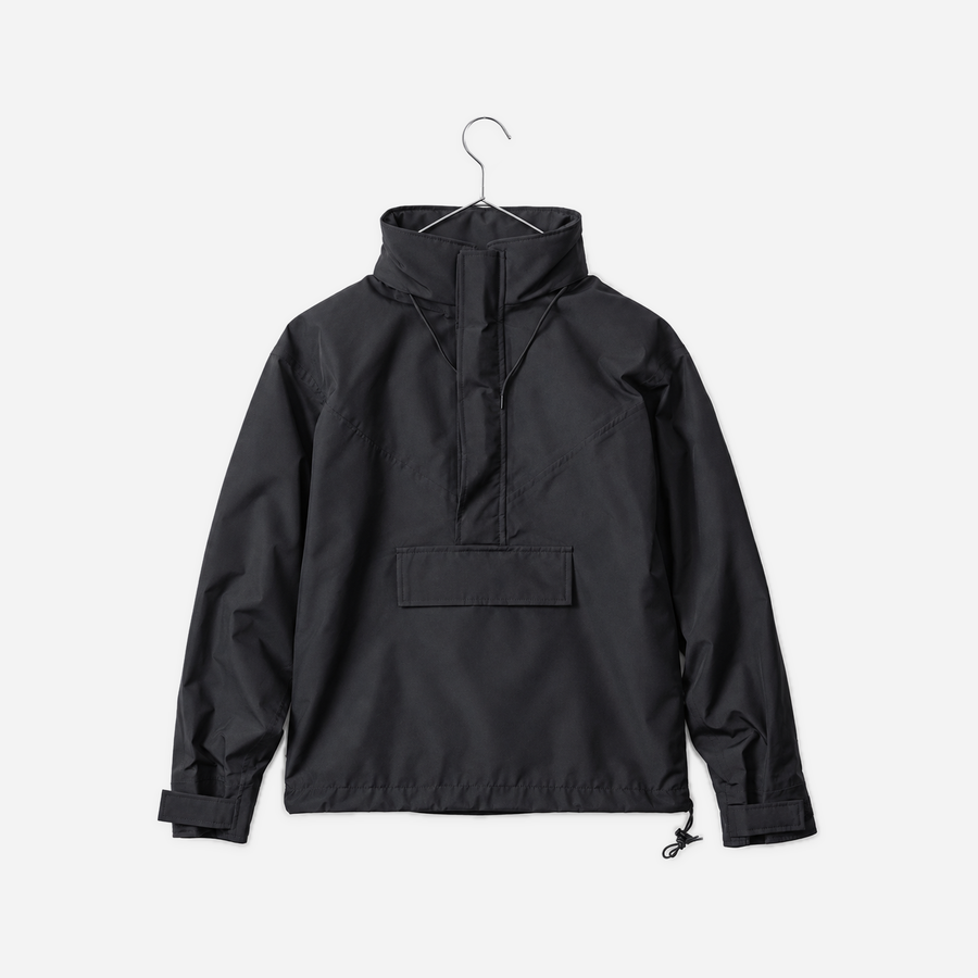 Boathouse Waterproof Stevenson Jacket in Black, front view on a chrome hanger