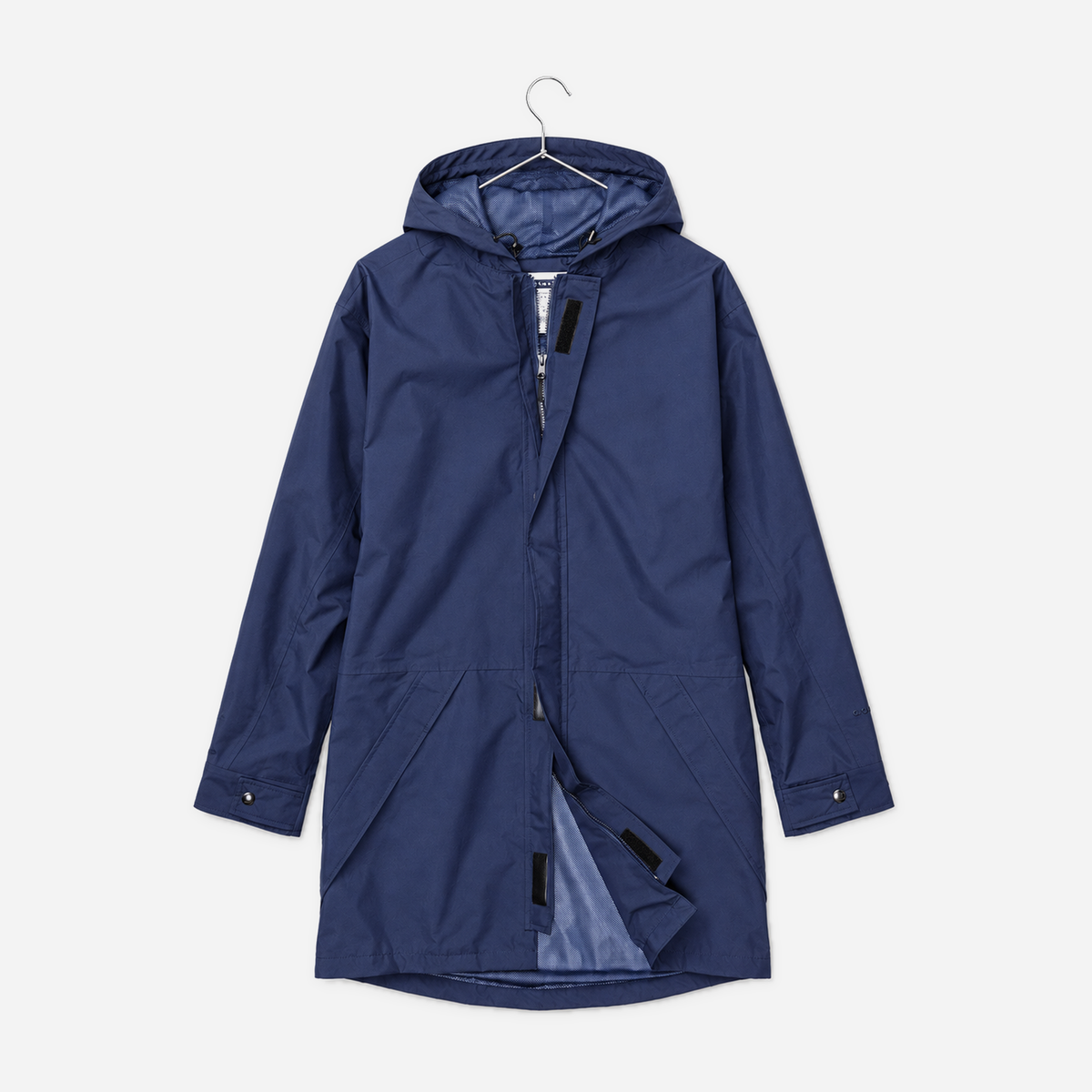 Boathouse Women's Waterproof Campus Parka 2.0 in Navy, front view on a chrome hanger