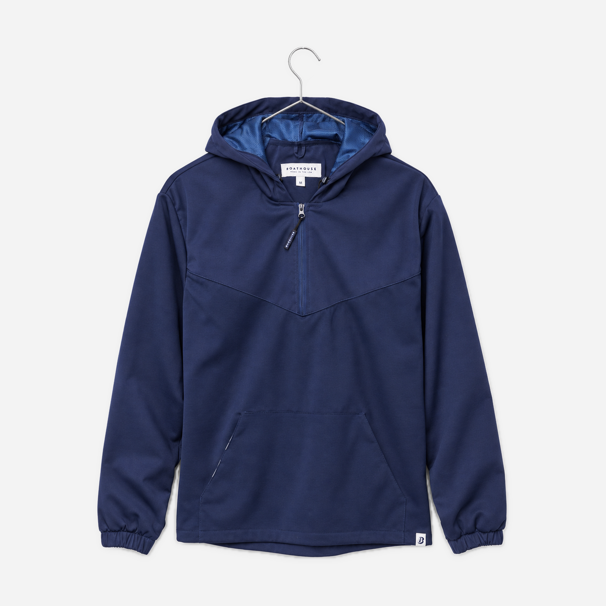Boathouse Men's Alliance Pullover in Navy, front view on a chrome hanger