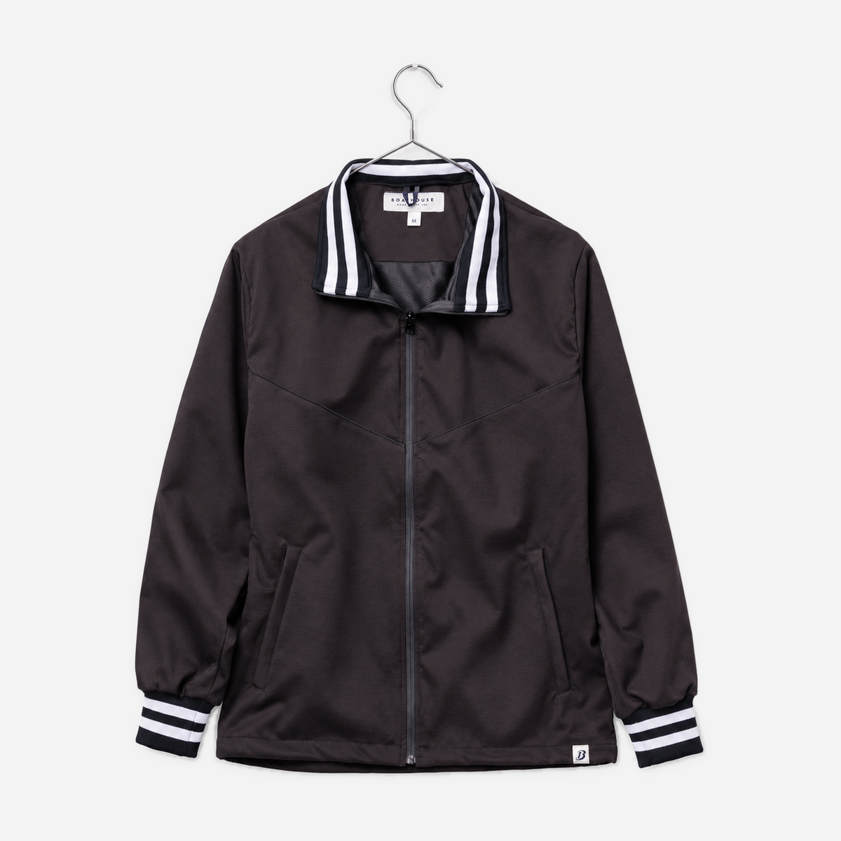 Boathouse Women's Classic Jacket in Black, front view on a chrome hanger