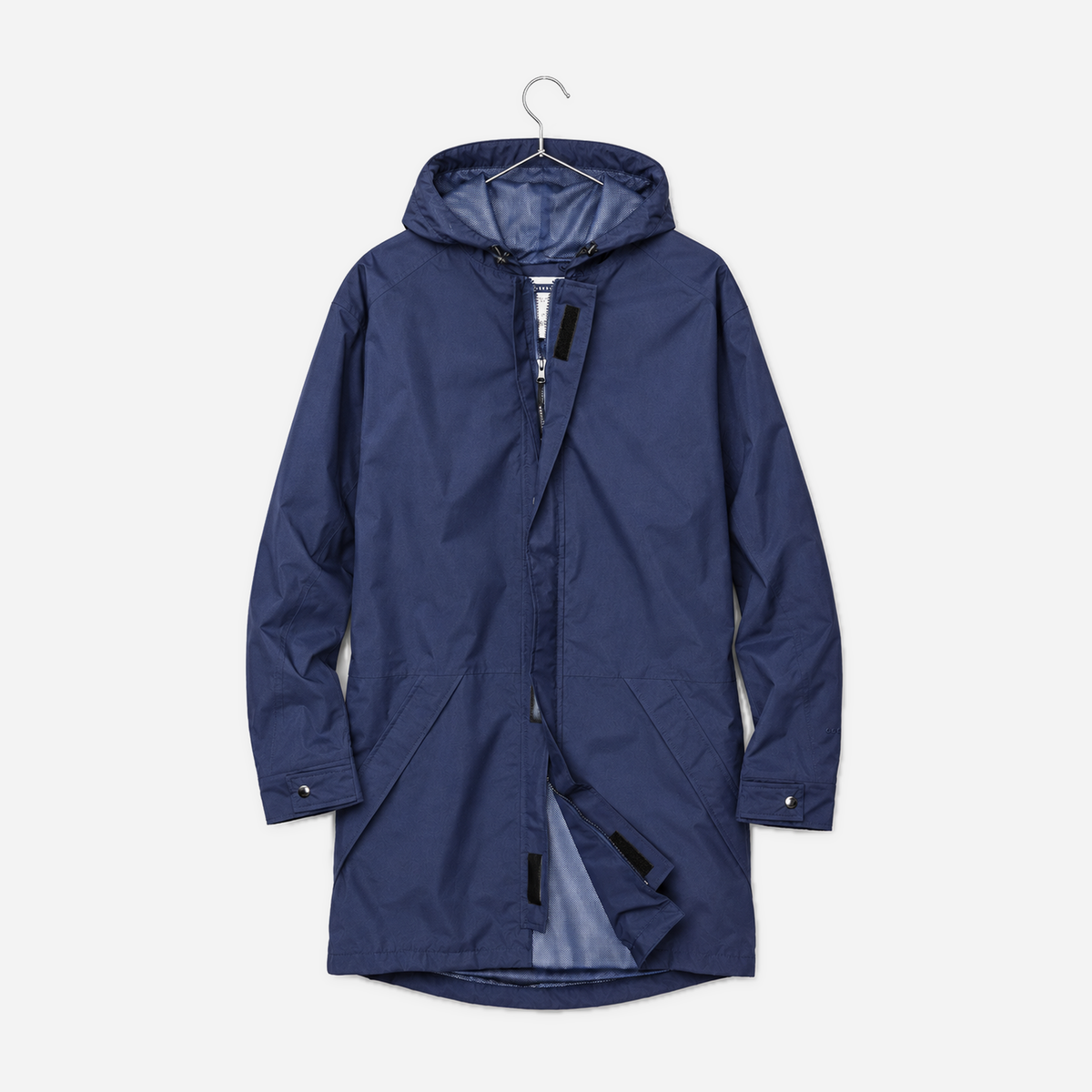 Boathouse Men's Waterproof Campus Parka 2.0 in Navy, front view on a chrome hanger