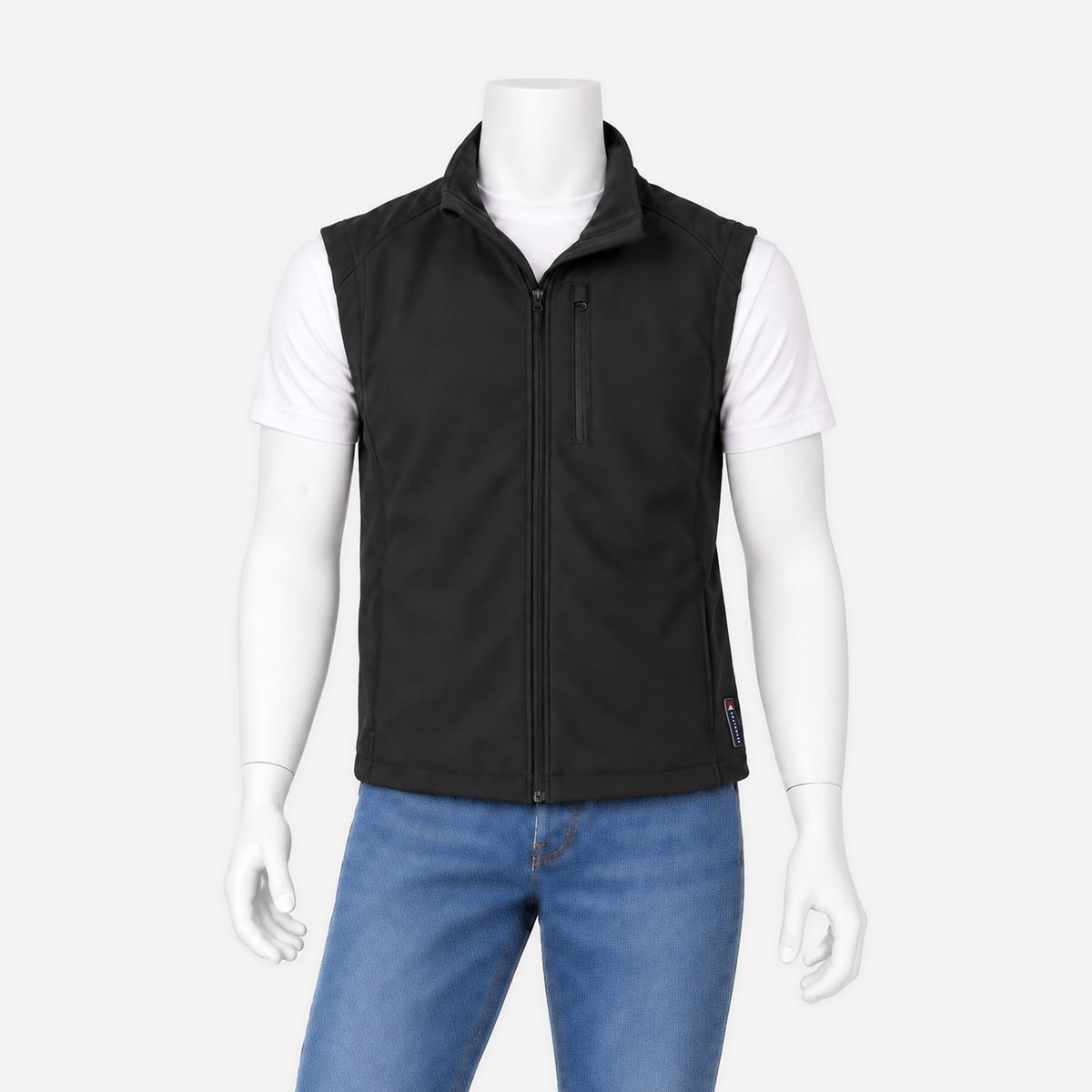 Boathouse Men's Equinox Soft Shell Vest in Black, shown on an NG mannequin
