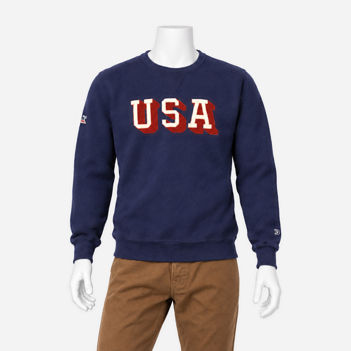 Boathouse USA French Terry Crew in Navy, shown on an NG mannequin