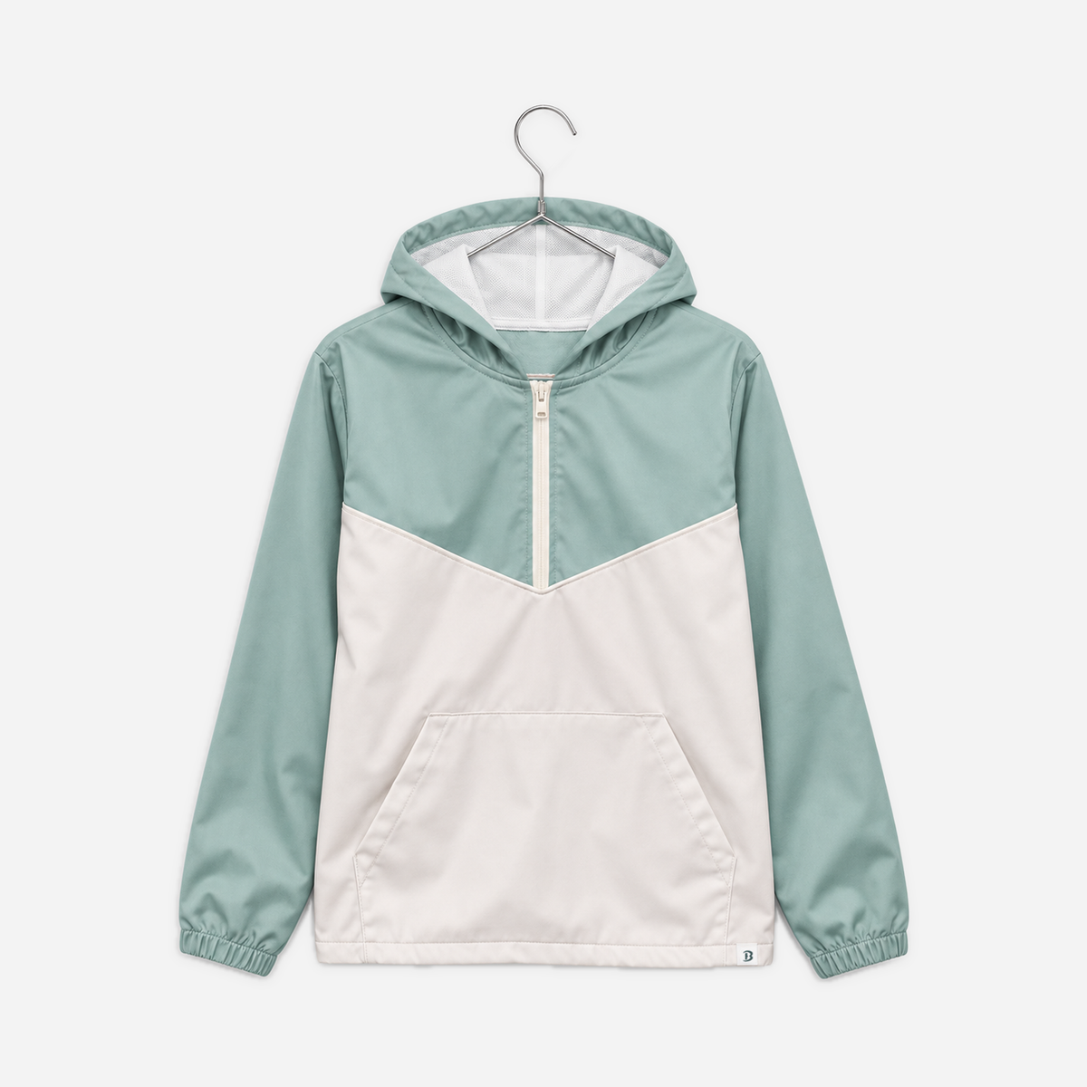 Boathouse Women's Alliance Pullover in Sage/Cream, front view on a chrome hanger