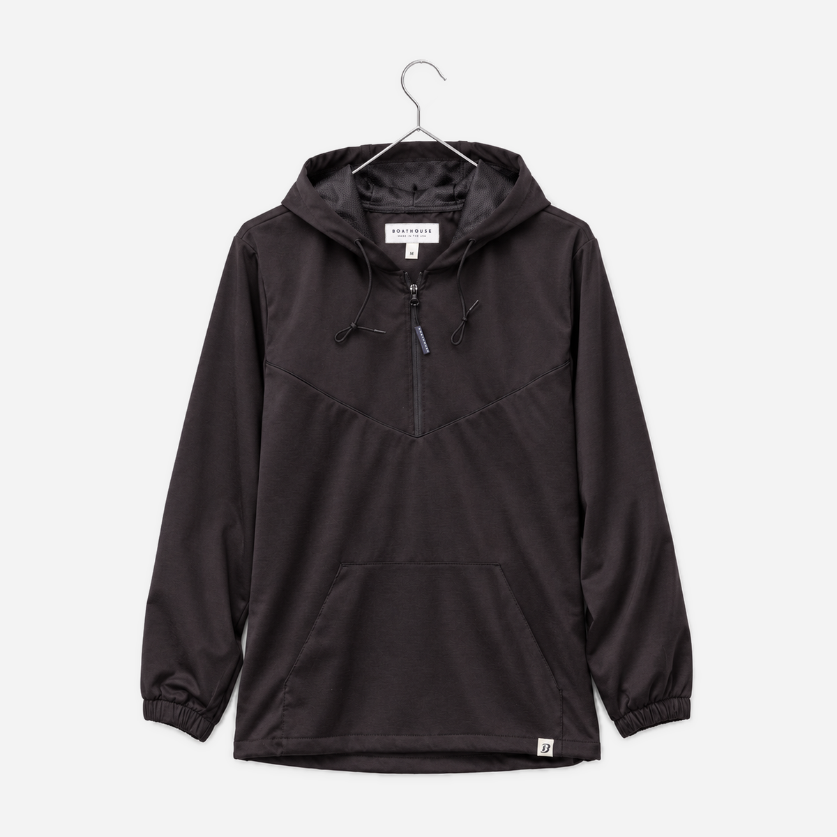 Boathouse Women's Alliance Pullover in Black, front view on a chrome hanger