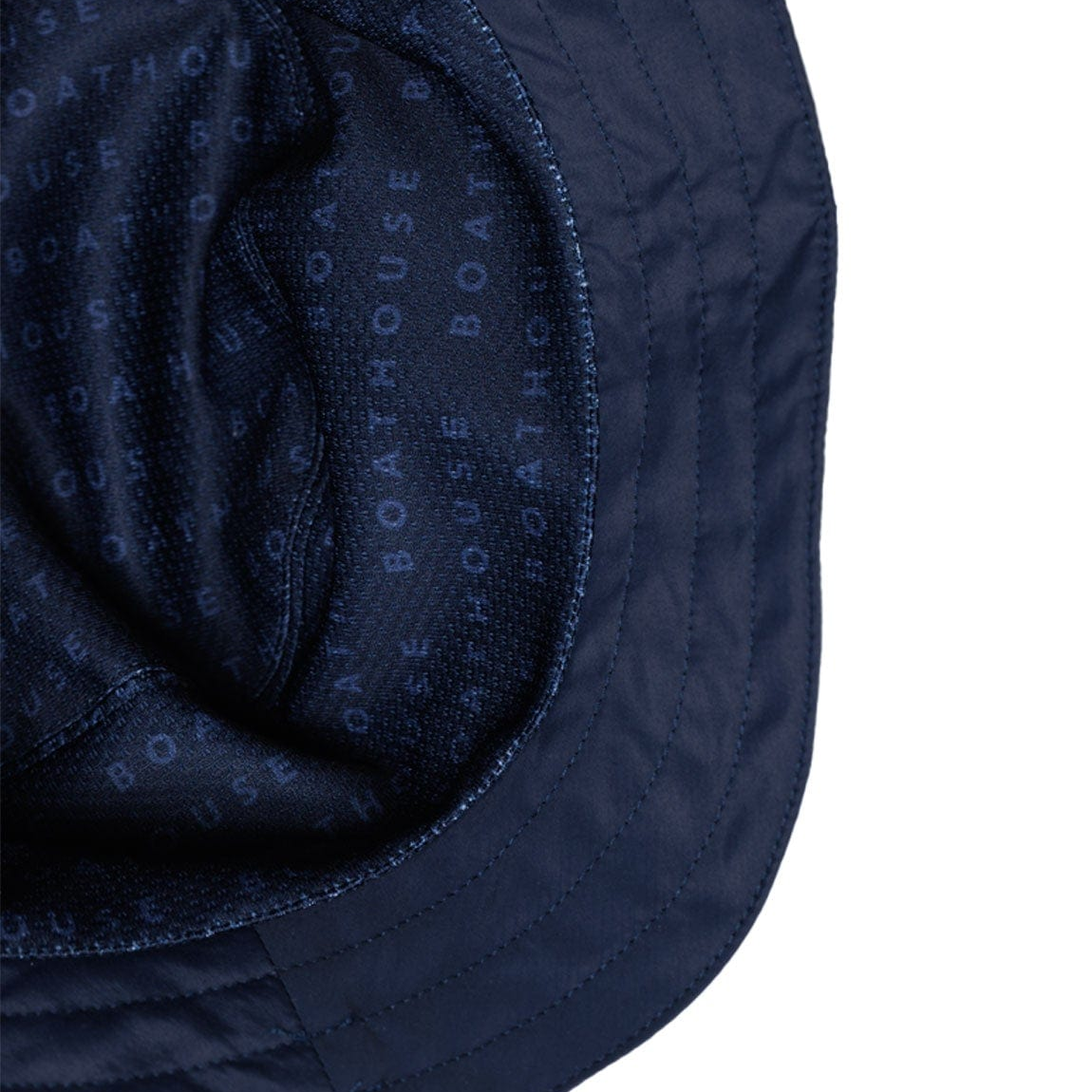 Boathouse Supplex Bucket Hat in Navy, printed interior lining and brim