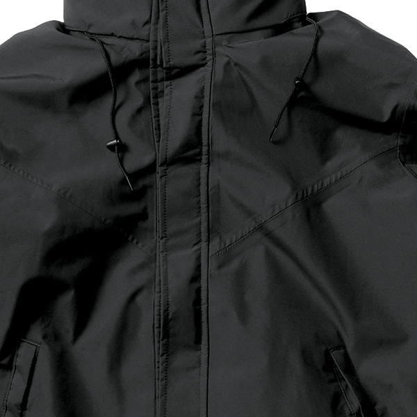 Boathouse Blitz Waterproof Jacket in Black, collar drawcords and front closure