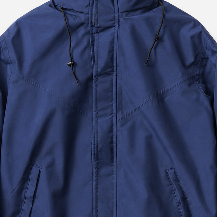 Blitz Waterproof Jacket, Navy, zipper, seam and fabric detail