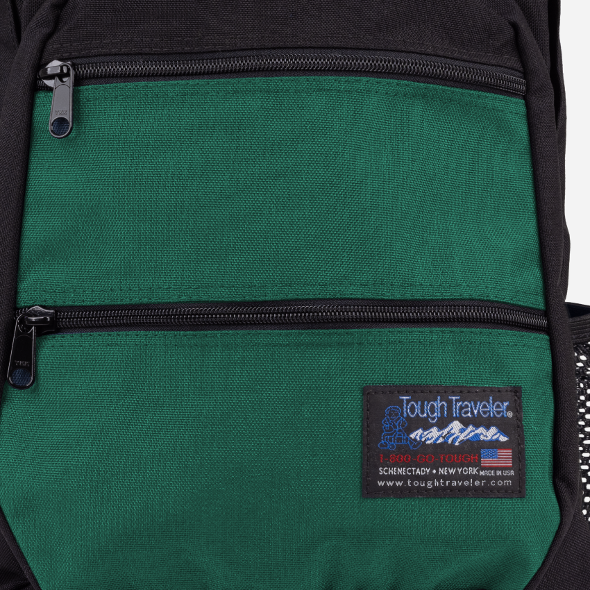 CAYUGA Backpack, Teal, front pocket zipper and fabric detail