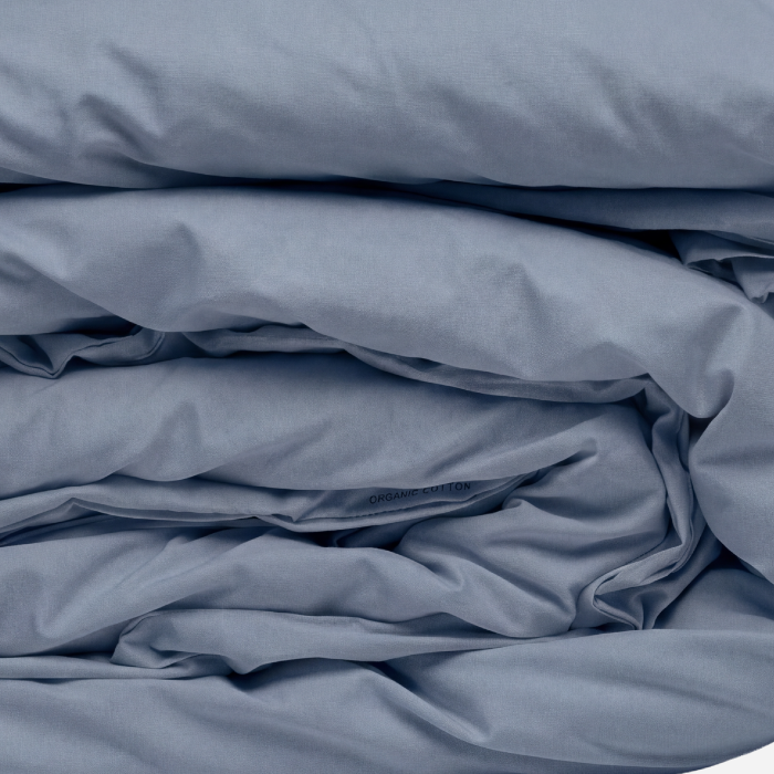 Cotton Duvet Cover Set, Chesapeake Blue, fold, hem and fabric detail