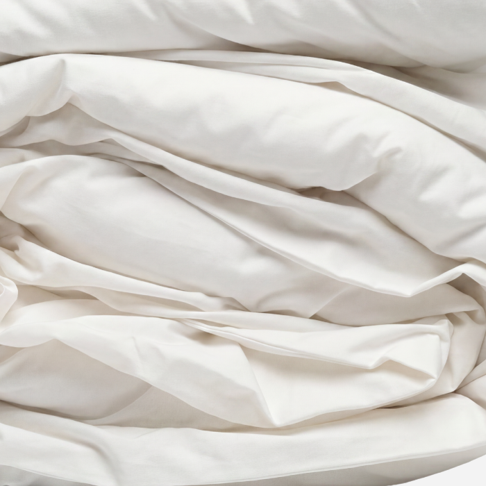 Cotton Duvet Cover Set, White, fold, hem and fabric detail