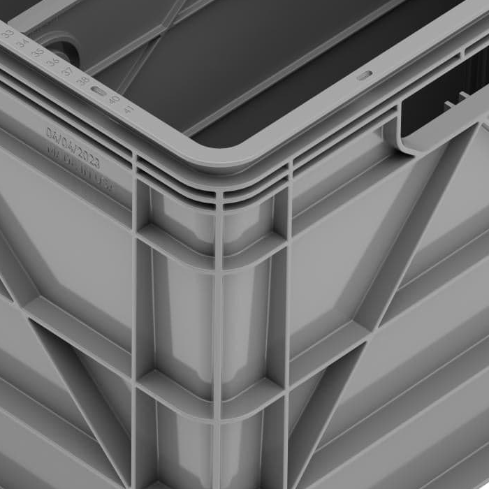 Full Size SidioCrate, GRAY, outer wall, rim and corner detail