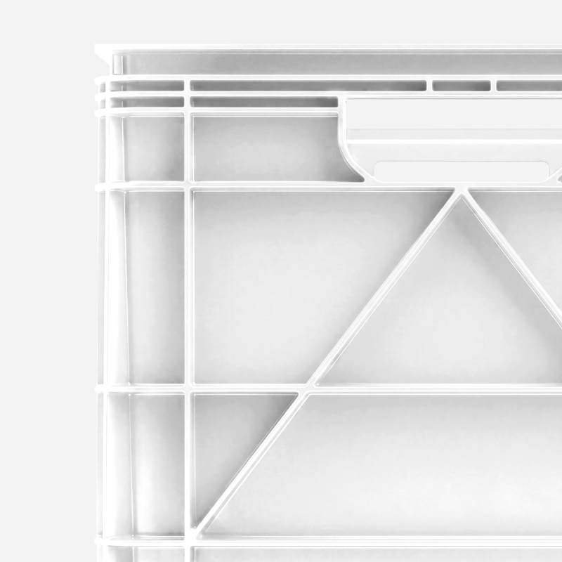 Full Size SidioCrate, WHITE, molded handle and reinforcing rib detail