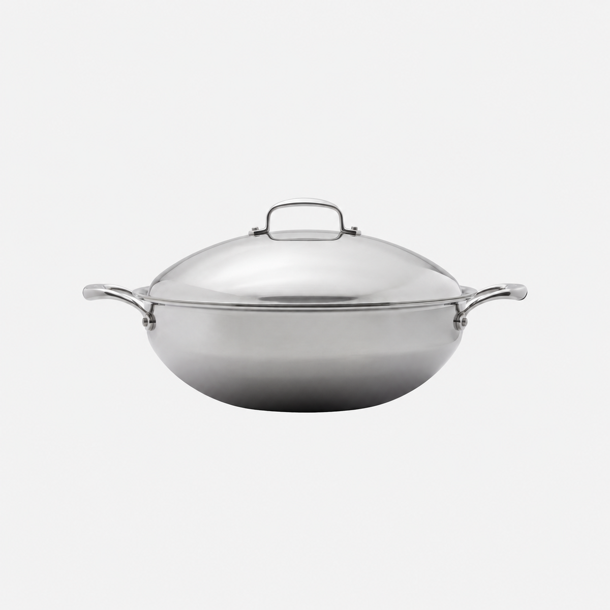 Heritage Steel Titanium Series 13.5-inch Wok, side view with lid