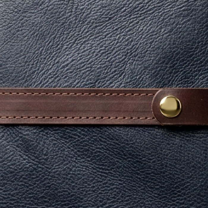 Leather Writer's Journal, Black, leather strap, snap and grain detail
