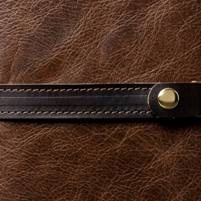 Leather Writer's Journal, Chocolate, leather strap, snap and grain detail
