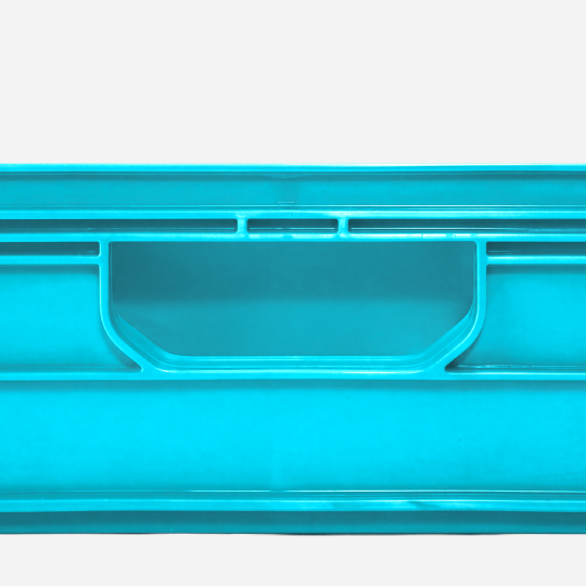 Quarter Size SidioCrate, SIDIOBLUE, molded handle and reinforcing rib detail