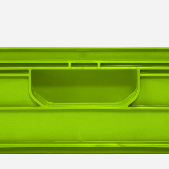 Quarter Size SidioCrate, Slime, molded handle and reinforcing rib detail