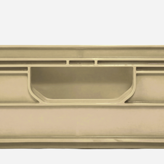 Quarter Size SidioCrate, TAN, molded handle and reinforcing rib detail
