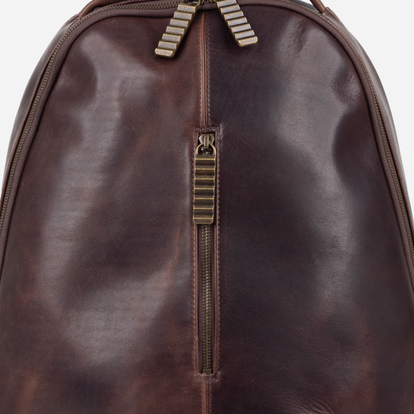 Seven Hills Armstrong Backpack, Halsted Bracken, leather stitching, handle or zipper detail