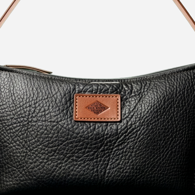 Solstice Shoulder Bag, Two-toned, leather, top seam and patch detail