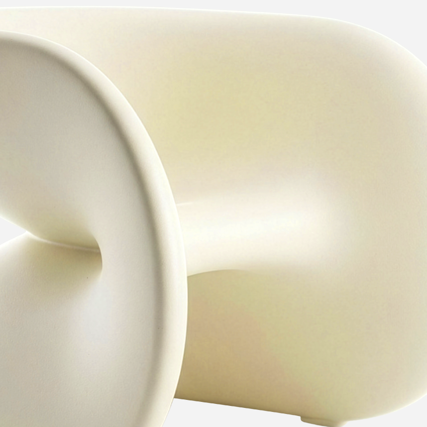 The Fortune Chair, Oatmeal, curved seat and molded surface detail