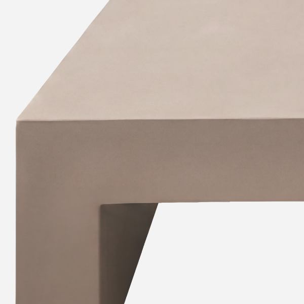 The Vignelli Table, Brown, top edge and leg junction detail
