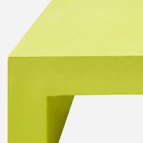The Vignelli Table, Citron, top edge and leg junction detail